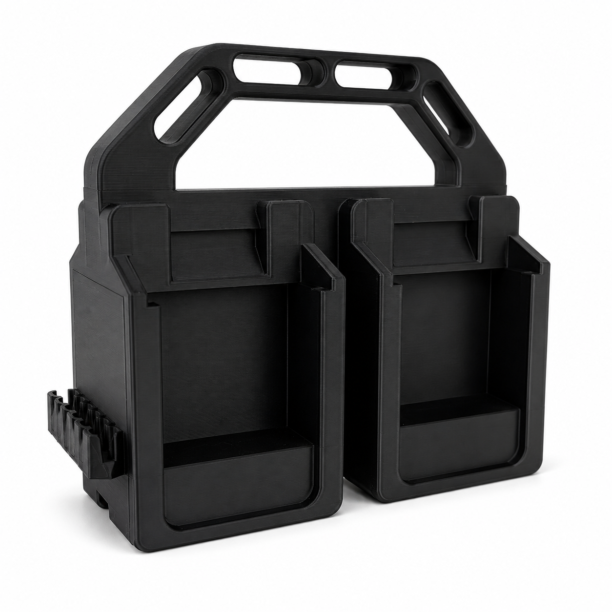 Black Makita tool organizer with multiple compartments on a white background