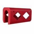 Red tool holster with geometric cutouts on a white background ideal for Milwaukee impact driver