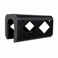 Black tool holster with cut-out design on a white background