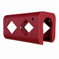 Red Milwaukee tool holster with cut-out design on a white background