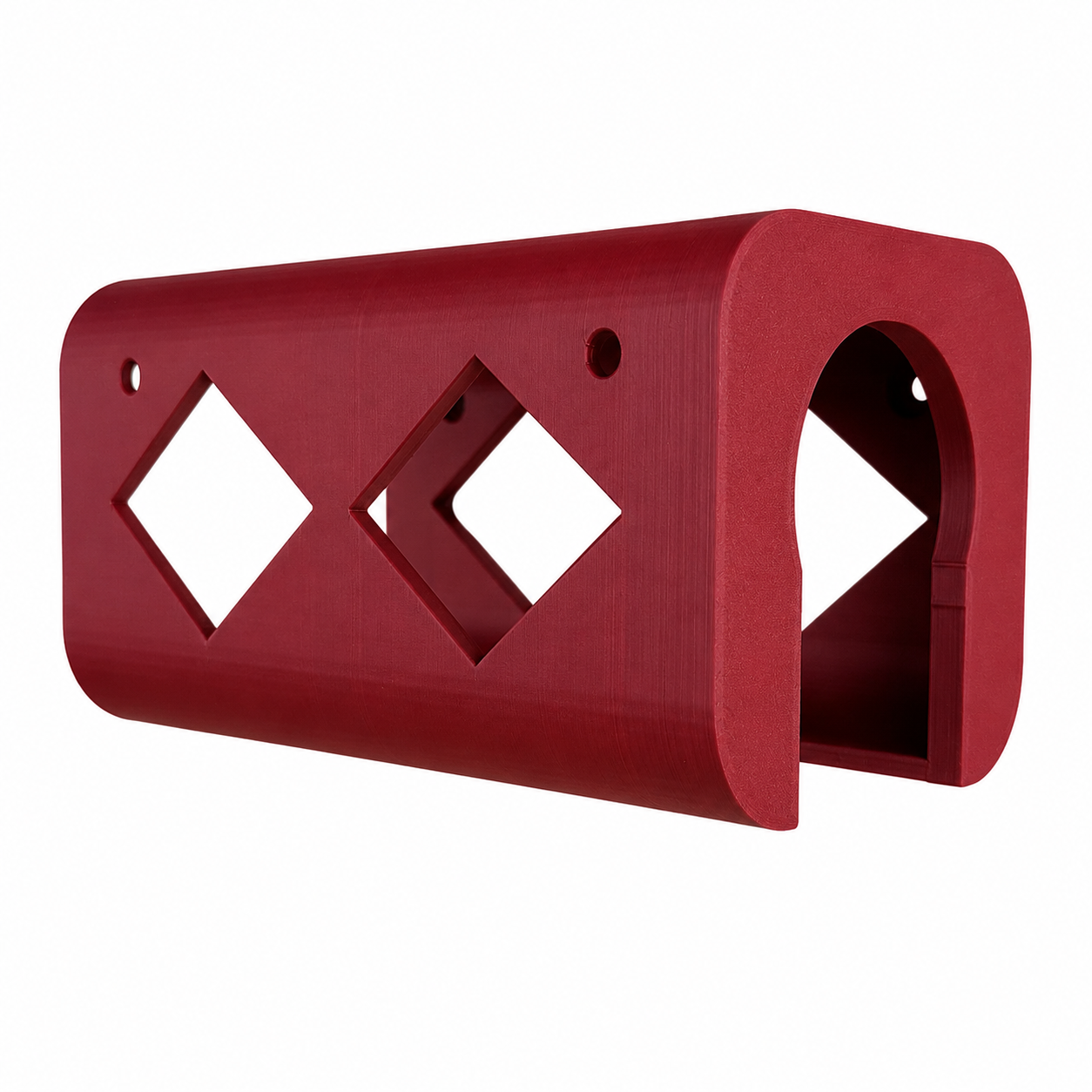 Red Milwaukee tool holster with cut-out design on a white background