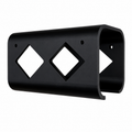 Black tool holster with diamond-shaped cutouts on a white background
