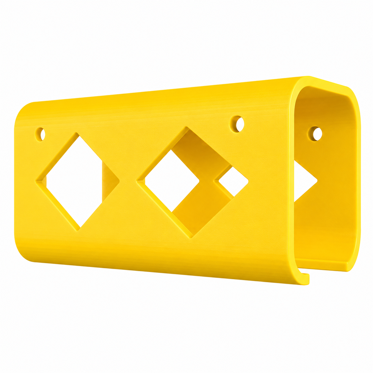 Yellow tool holster with cut-out design on a white background