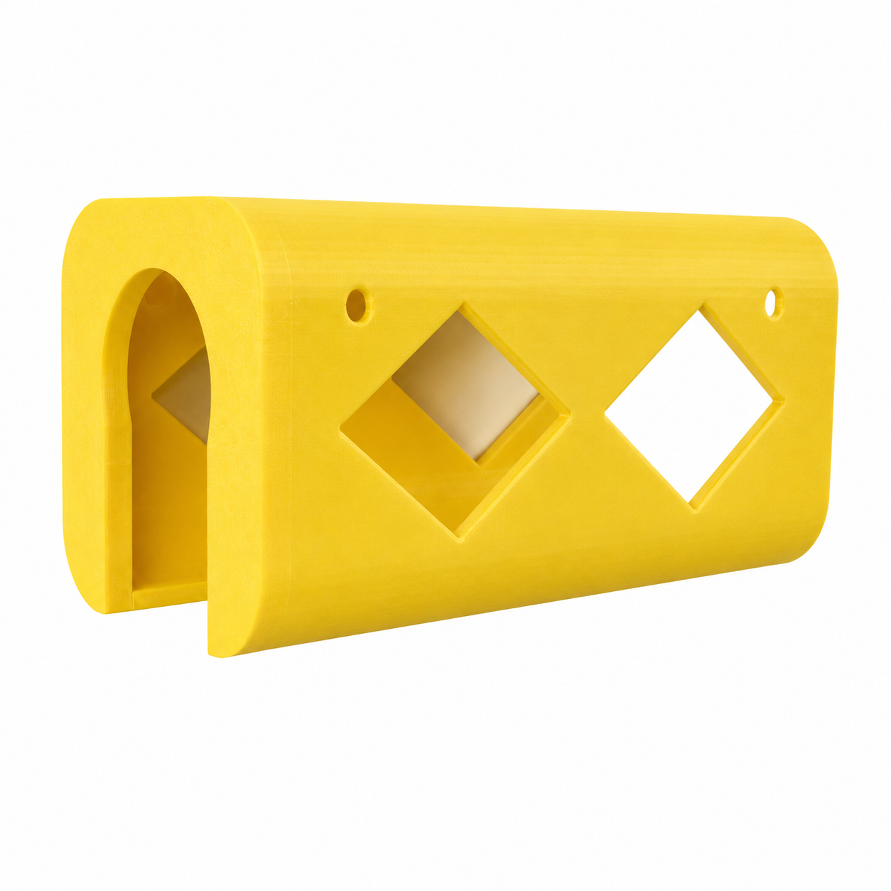 Yellow tool holsterwith geometric cutouts on a white background ideal for DeWalt drills and impact drivers